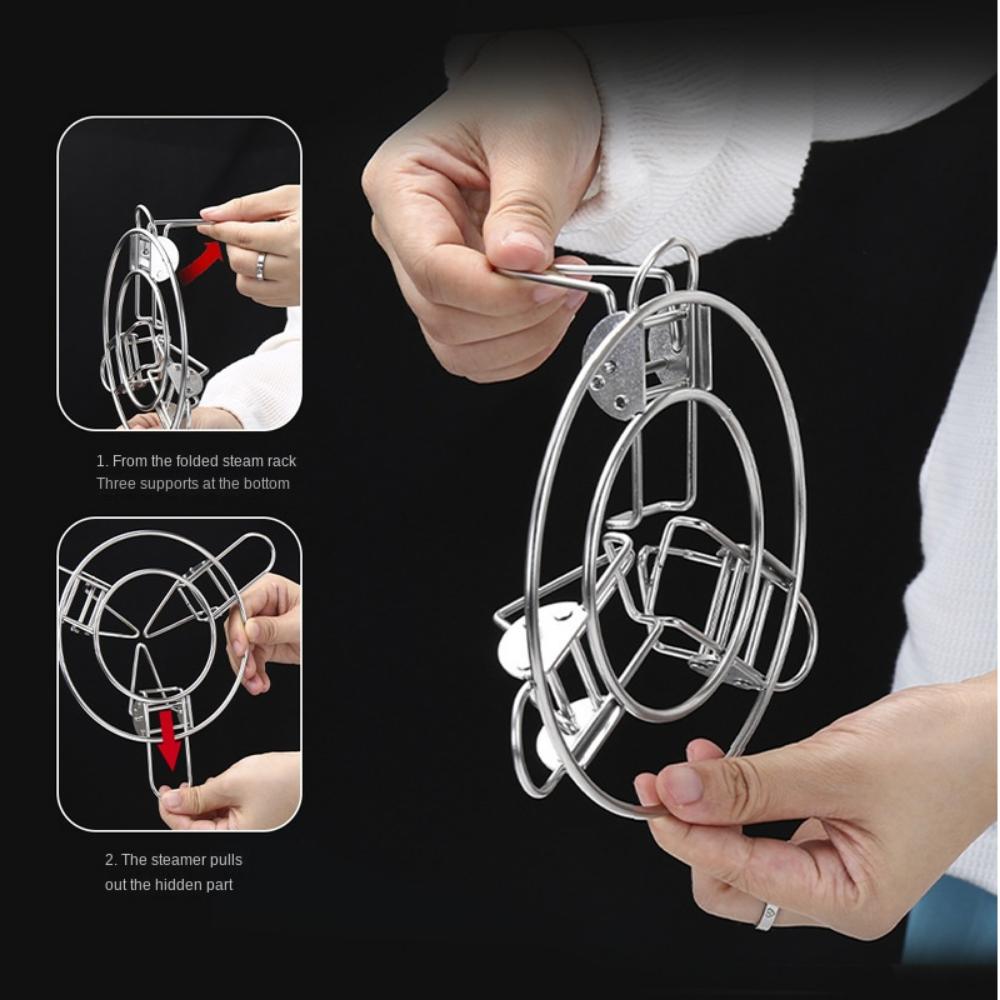 Saving Space Stainless Steel Steamer Foldable Food Steaming Holder Telescopic Steaming Rack  Baking