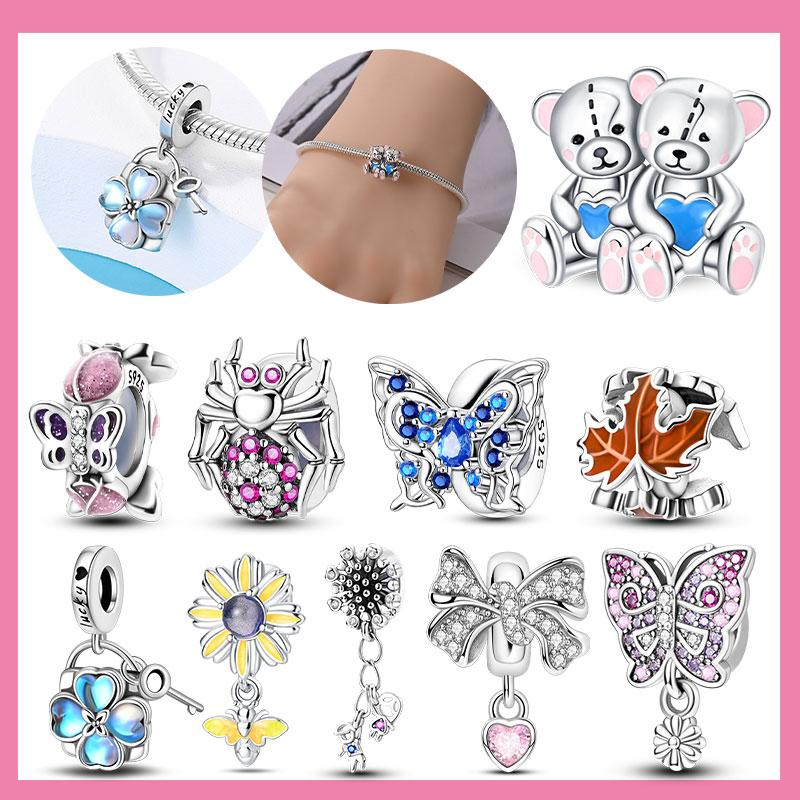 Anniversary Copper Butterfly Spider Couple Bears Heart Maple Leaf Clip Charm Beads Fit Bracelet Diy Women Original Jewelry