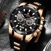 Chronograph Quartz Watch for Men Luxury Big Dial Military Sport Wristwatch Waterproof Silicone Strap Male Clock