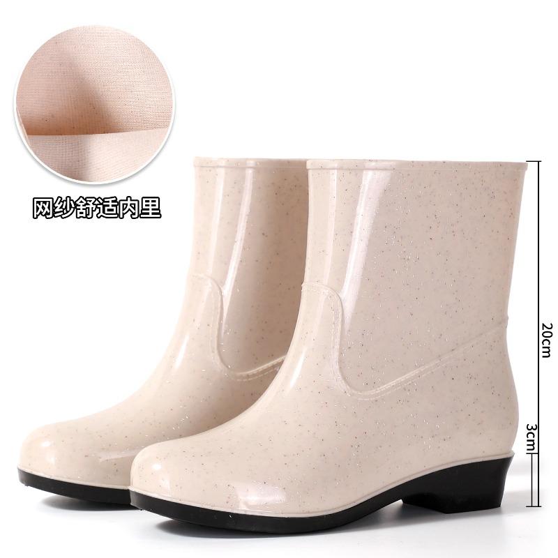 Rain shoes women s short rain boots fleece water shoes warm water boots adult rain shoes women s fashion waterproof 36