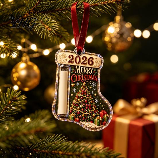 Christmas Money Holder for Cash Stocking Shaped Gift Ornament, Acrylic Hanging Festive Home Holiday Accessory Decor, Xmas Tree Tree, Party Supplies