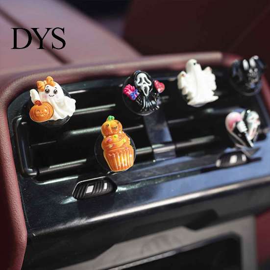 Cute Halloween Auto Vent Diffuser 6 Pcs Car Air Clips, Pumpkin Ghost Grim Reaper Bat Gadgets Accessories Freshener Charm, Automotive Conditioning