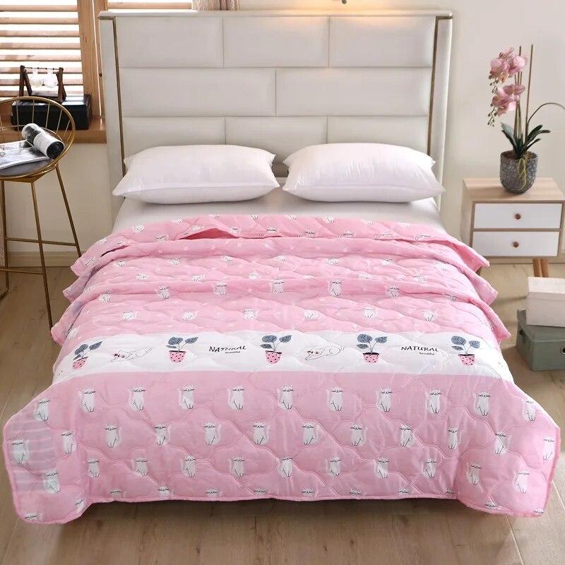 Quilt Comfortable Summer Sleep Brushed Printed Summer Cool Blanket Skin-friendly Air-conditioning Comforter Bedspread Bed Cover