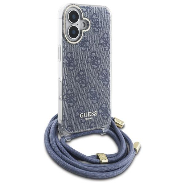 Guess Guhcp16Shc4Seb Iphone 16 6.1      Niebieski/Blue Hardcase Crossbody Cord 4G Print