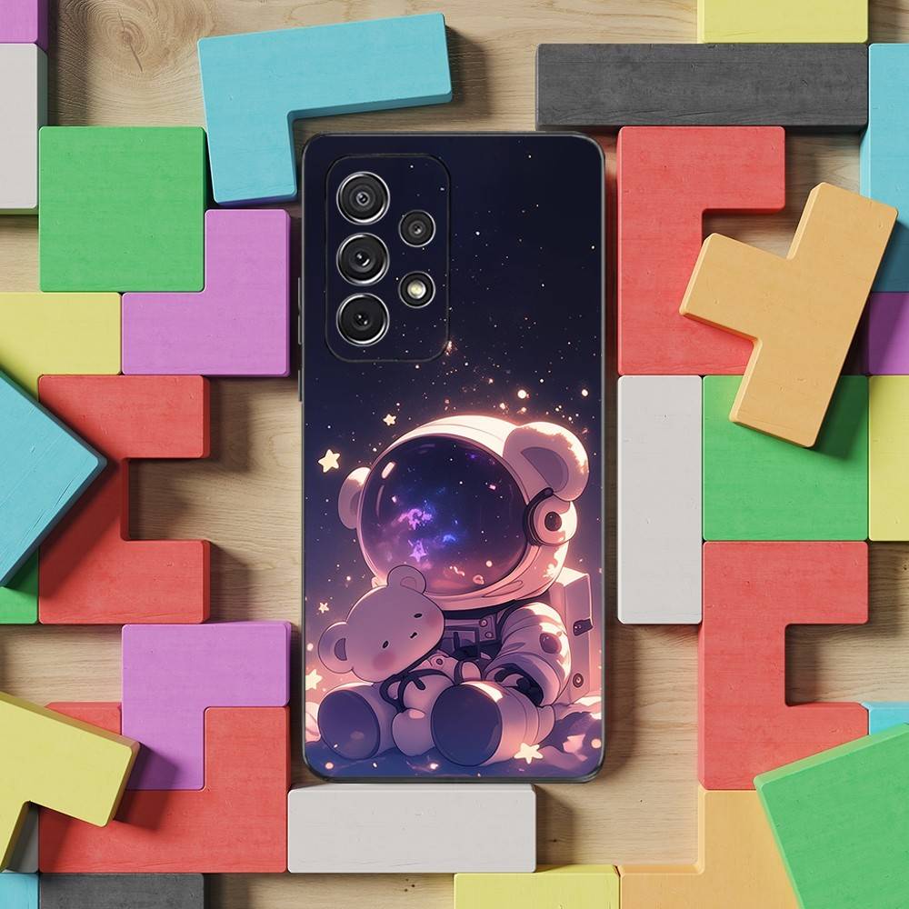 

Cute Cartoon Astronaut Phone Case For Samsung S9,S10,S20,S10,S21,S25,S24,S23,Ultra,FE,Plus,Lite,Soft Silicone Black Cover SamsungS23ULTRA5G