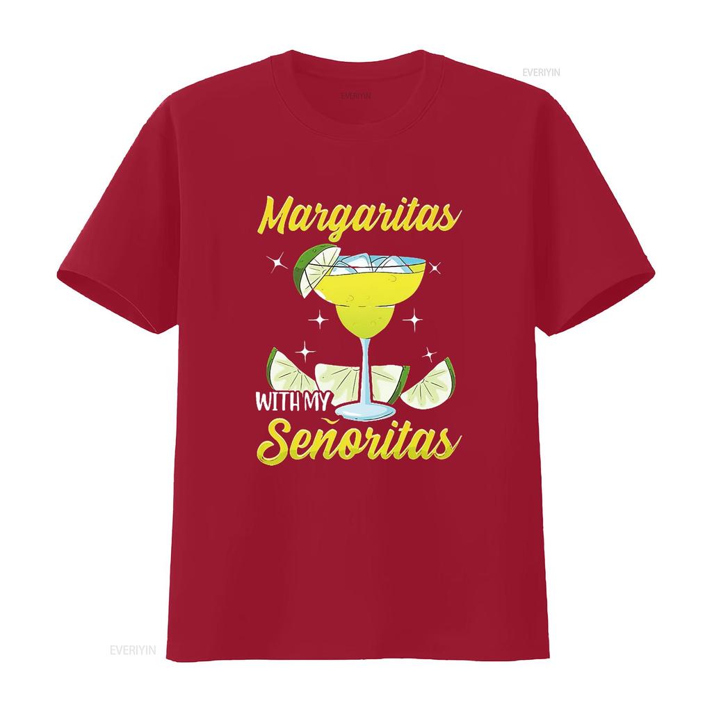 Womens Margaritas With My Senoritas Tequila Party T Shirt Vintage Washed Comfortable Stylish Streetwear Breathable