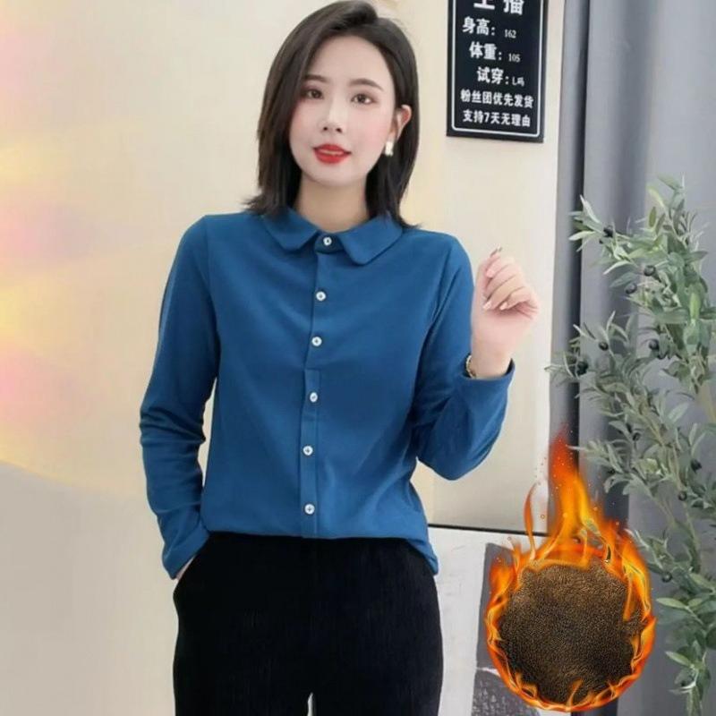 This Double-sided German Velvet Warm Top Is A Versatile and Slimming Shirt for Women in Autumn and Winter. Pair It with A Fashionable Base Layer