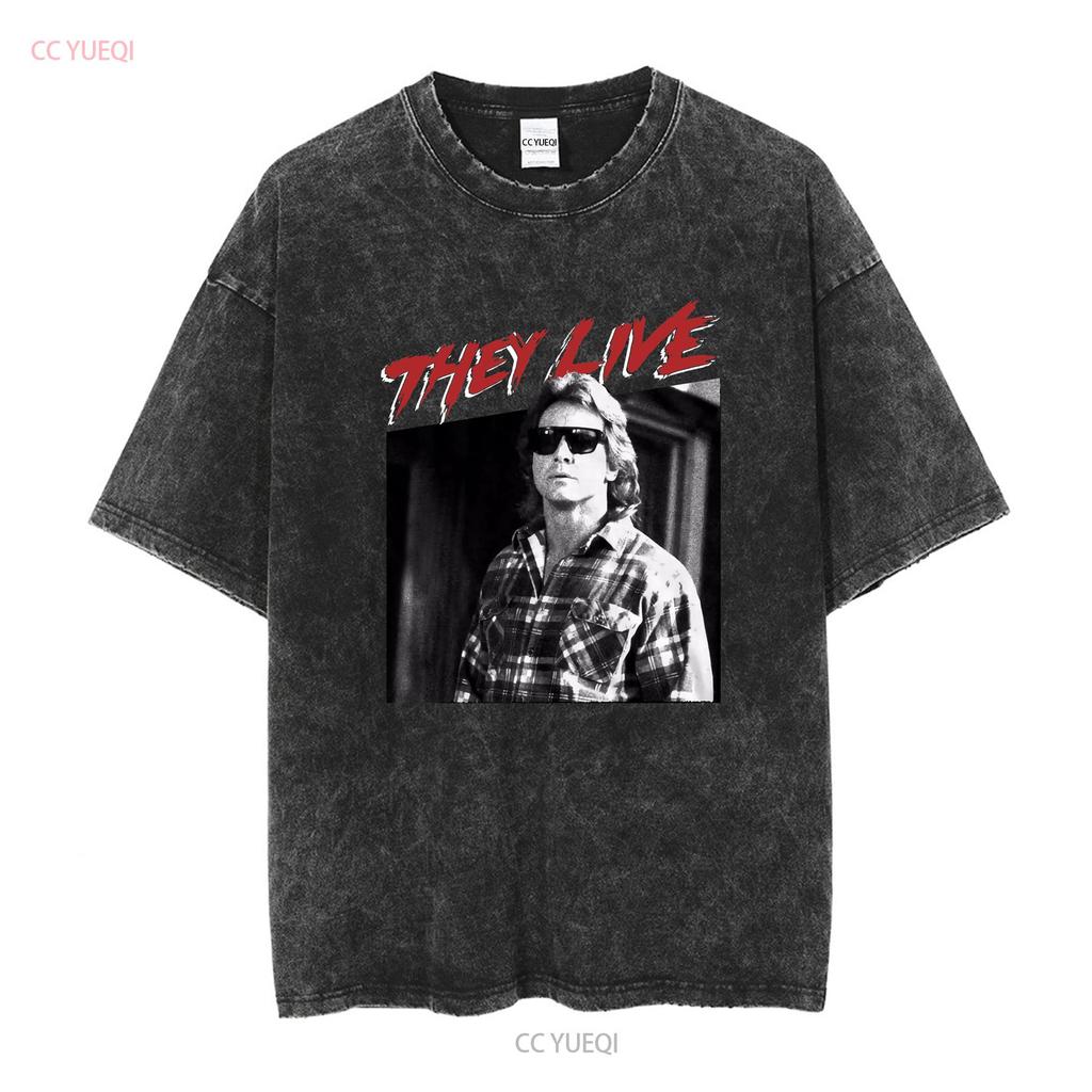 John Carpenters Horrorfilm Sie leben Roddy Piper Flanell Herren T-Shirt vintage gewaschen Designerkleidung Lässig atmungsaktiv