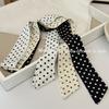 4.5x135cm White Black Beige Korean Long Skinny Hair Scarf for Women Polka Dot Fashion Headband Neckerchief Hair Accessories