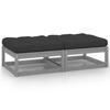 VidaXL 2x Pin Wood Garden Footrest with Cushions Patio Stools Terrace Footrest Outdoor Furniture 805742