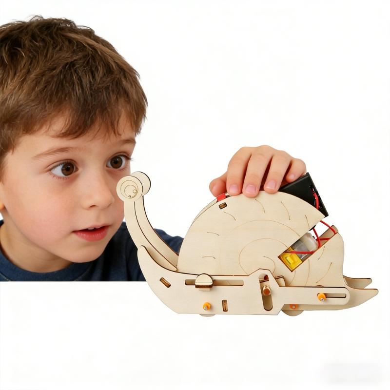 Friendly Wooden Funny Electric Snail Model Hand Craft Set for Educational Physics Teaching and Student Craft Projects