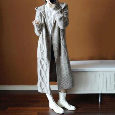 Cardigan lungo con cappuccio in maglia spessa da donna Autunno/Inverno 2025