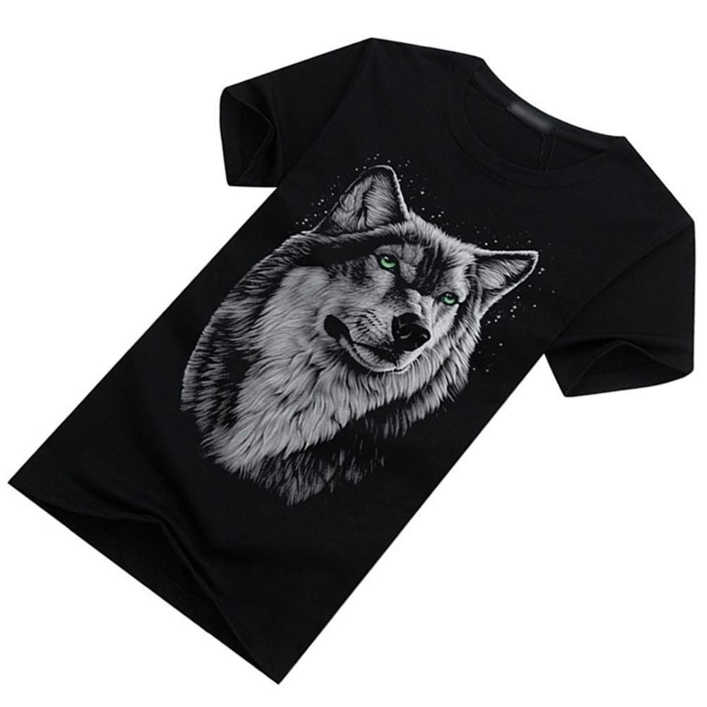 Premium Quality Men Wolf Print Round Neck Short Sleeve T-shirt For Casual Comfort