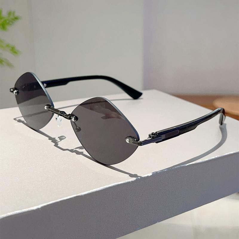 Rimless Rhombic Sunglasses Men Fashion Vintage Gradient Casual Shades Women Trendy Brand Design Outdoor Decor Sun Glasses
