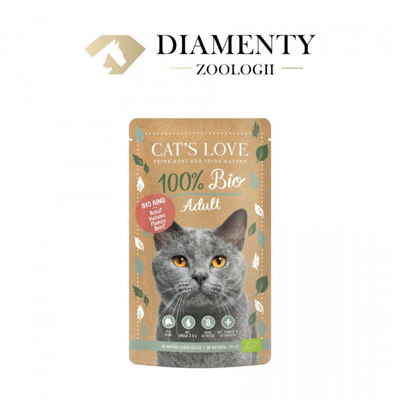Cat's Love | 100% Bio | Saszetka Dla Kota 100G - Junior | Bio Poultry - Ekologiczny Drób W Naturalnej Galaretce 100G