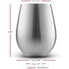 Stainless Steel Unbreakable Wine Glasses - 18 Ounce Set of 4 Wineglasses. Premium-Grade 18/8 Stainless Steel Red & White Stemless Wineglasses Set