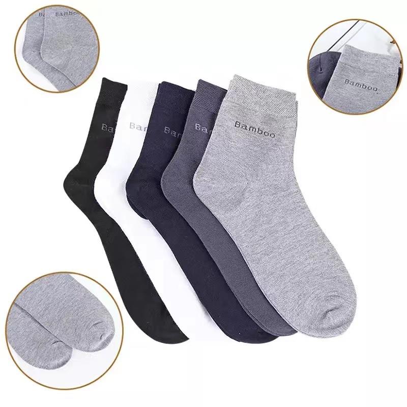 5Pairs/Lot New Men's Socks Natural Bamboo Fiber Socks Casual Business Antibacterial Breathable Mid Tube Socks Men's FastShipping