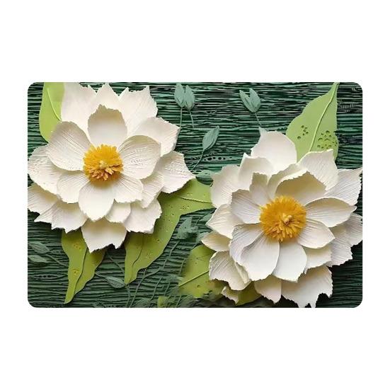 Floor Mat 3D Visual Effect Flower Pattern Non-Slip Backing Rug Living Room Bedroom Hallway Entryway Playroom Decor