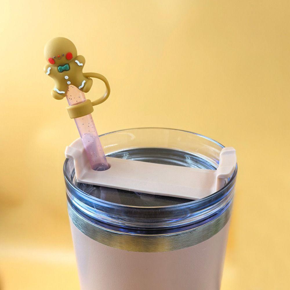 Opakovaně použitelná silikonová zátka na brčko Silikonové krytky na konce brček Nový uzávěr proti prachu na pití Vánoční dekorace