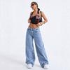 High-Waisted Wide-Leg Straight Cut Denim Jeans 2026 Loose Fit Dragging Hem Slimming Style