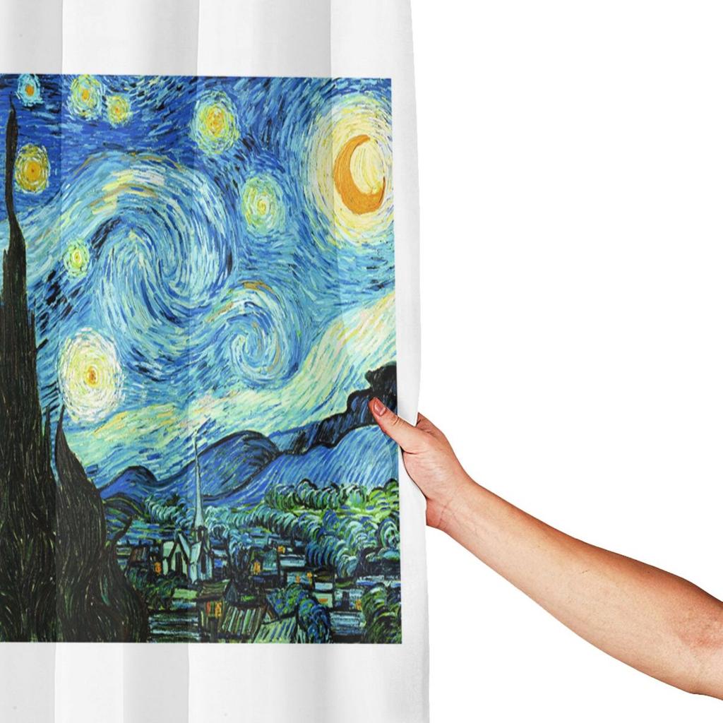 1Pc Van Gogh-Inspired Artistic Shower Curtain Liner - Perfect For Bathroom Decoration - Includes 12 Hooks , The Bottom Leads Add