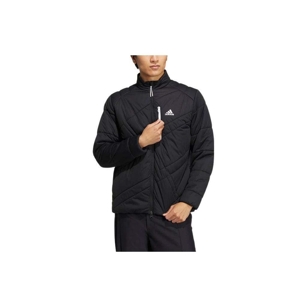 adidas Logo Print Pattern Zipper Letter Stand Collar Cotton Jacket Men Jackets Black HG8293