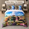 Demon Slayer 3Pcs Bedding Set, Personalized Custom Name Text, 1 Duvet Cover & 2 Pillowcases For Bedroom