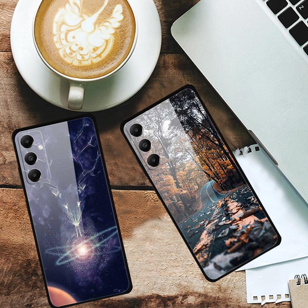 For Samsung Galaxy A05s 4G Cell Phone Cases PC+TPU+Tempered Glass Anti-fall Shell