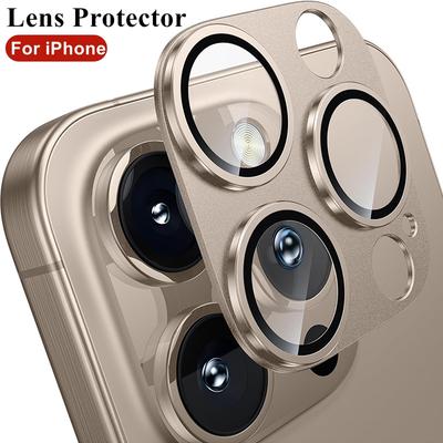 Titanium Metal Camera Lens Protector Cover for iPhone 16 Pro Max 15 Pro 14 Plus 16 Apple Camera Tempered Glass Screen Protection