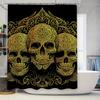 Tuniu Skull Pattern Shower Curtain Gothic Design Black Floral Skeleton Art Bathroom Decor