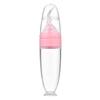 Cuillère d'alimentation pour bébé 90 ml de capacité avec balance Bouteille à presser en silicone, Cuillère PP intégrée pour nourrir Riz Pâtes, Fruits, Lait,