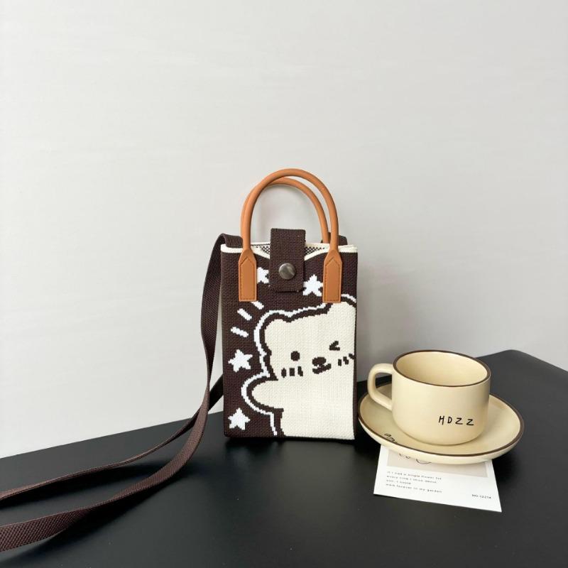 Premium Sense Ns Mobile Phone Bag New Cartoon Knitted Bag Dopamine Niche Versatile Messenger Shoulder Bag Handbag