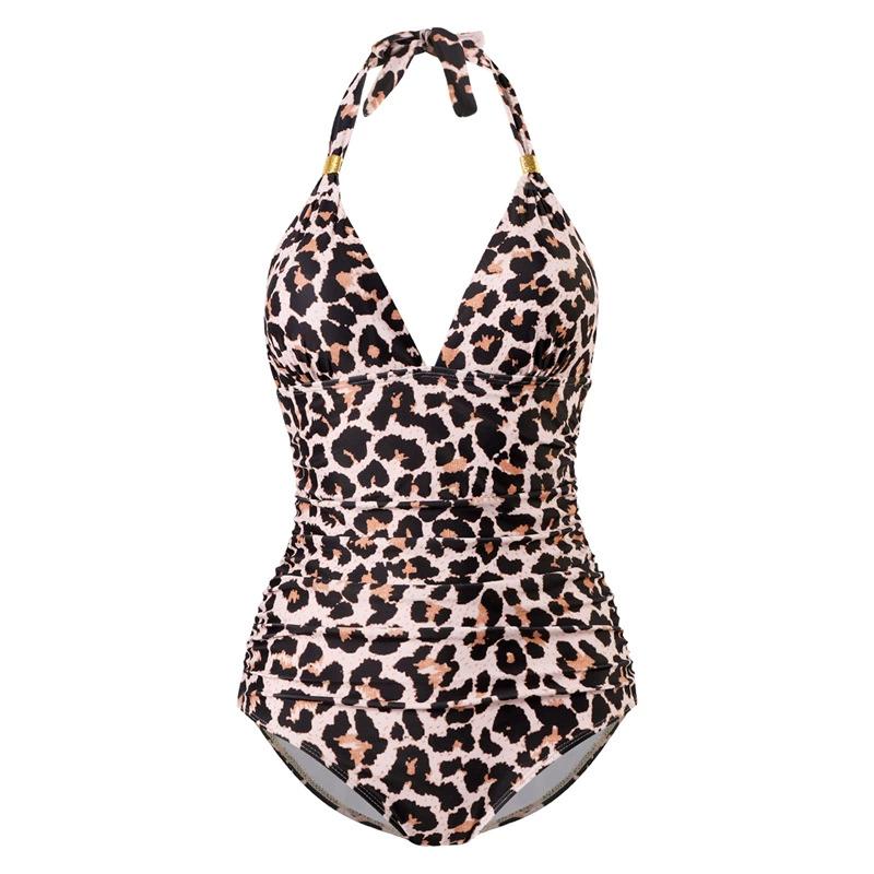 Einteiliger Badeanzug für Damen, einfarbig, Neckholder-Bodysuit, Push-Up-Badeanzug, Monokini, Strandmode, Übergröße