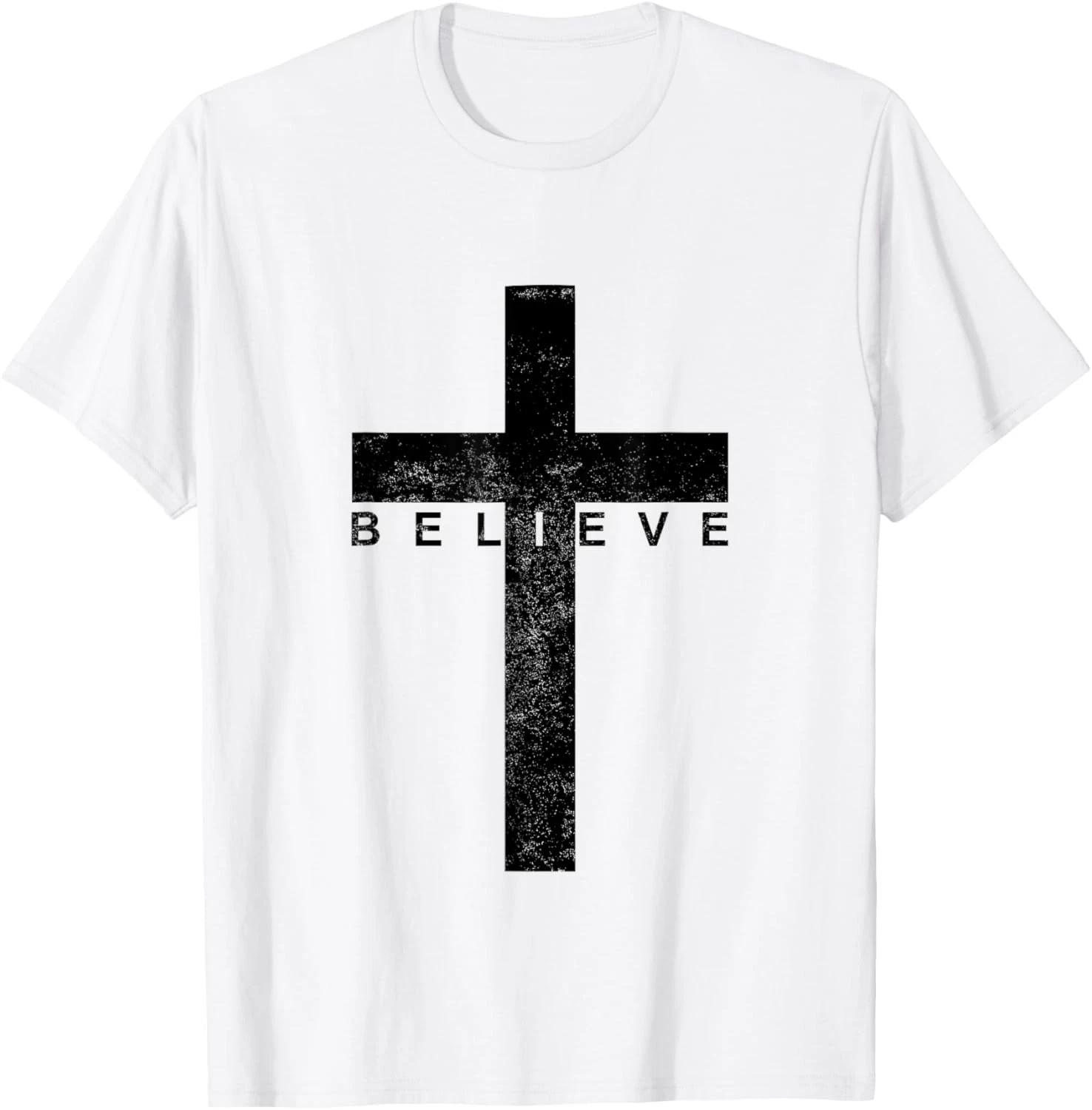 Believe in Cross, Christian Saying T shirt S