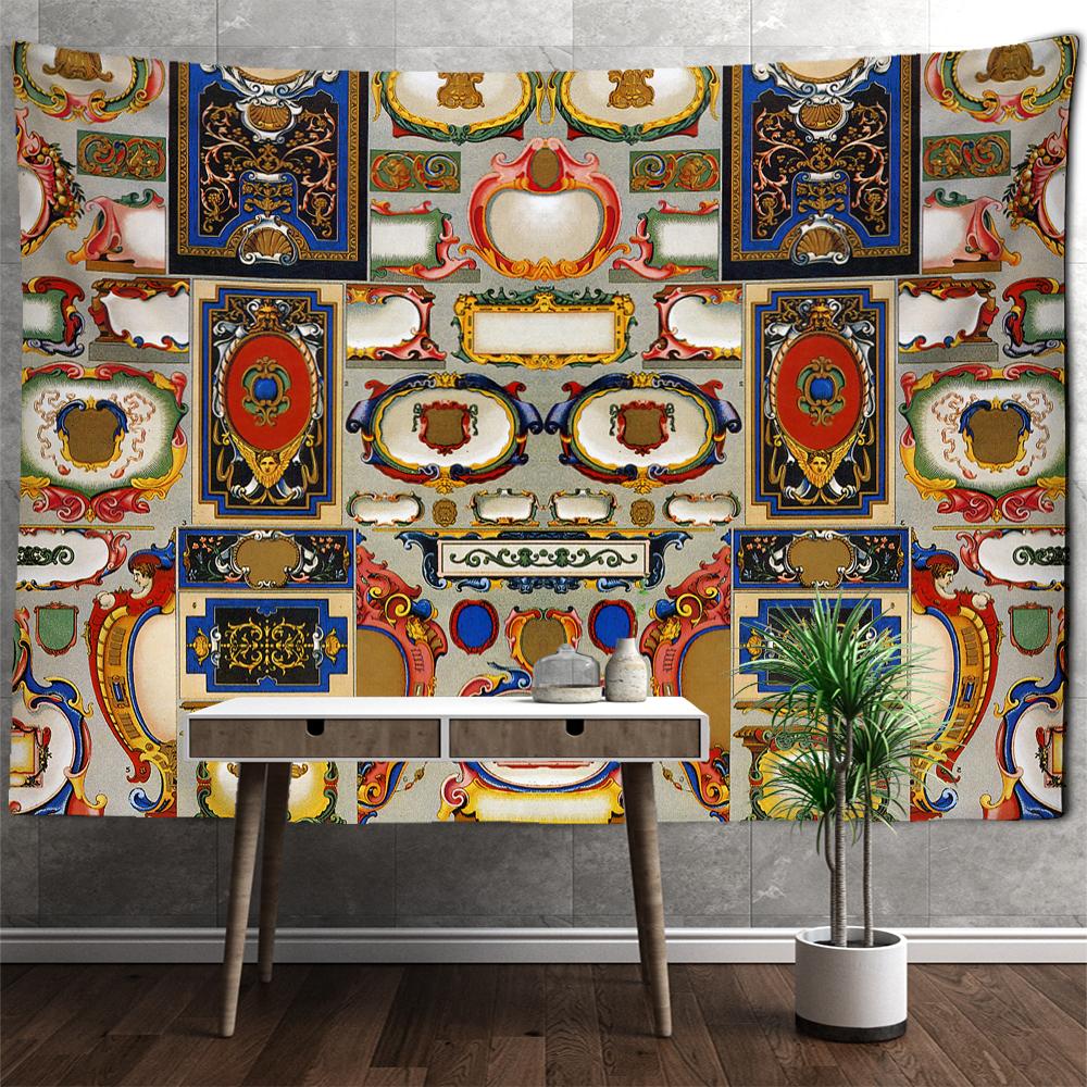 Tapiz de pared con patrón vintage europeo, estilo bohemio, psicodélico, brujería, mandala, arte, fondo, tela, decoración del hogar