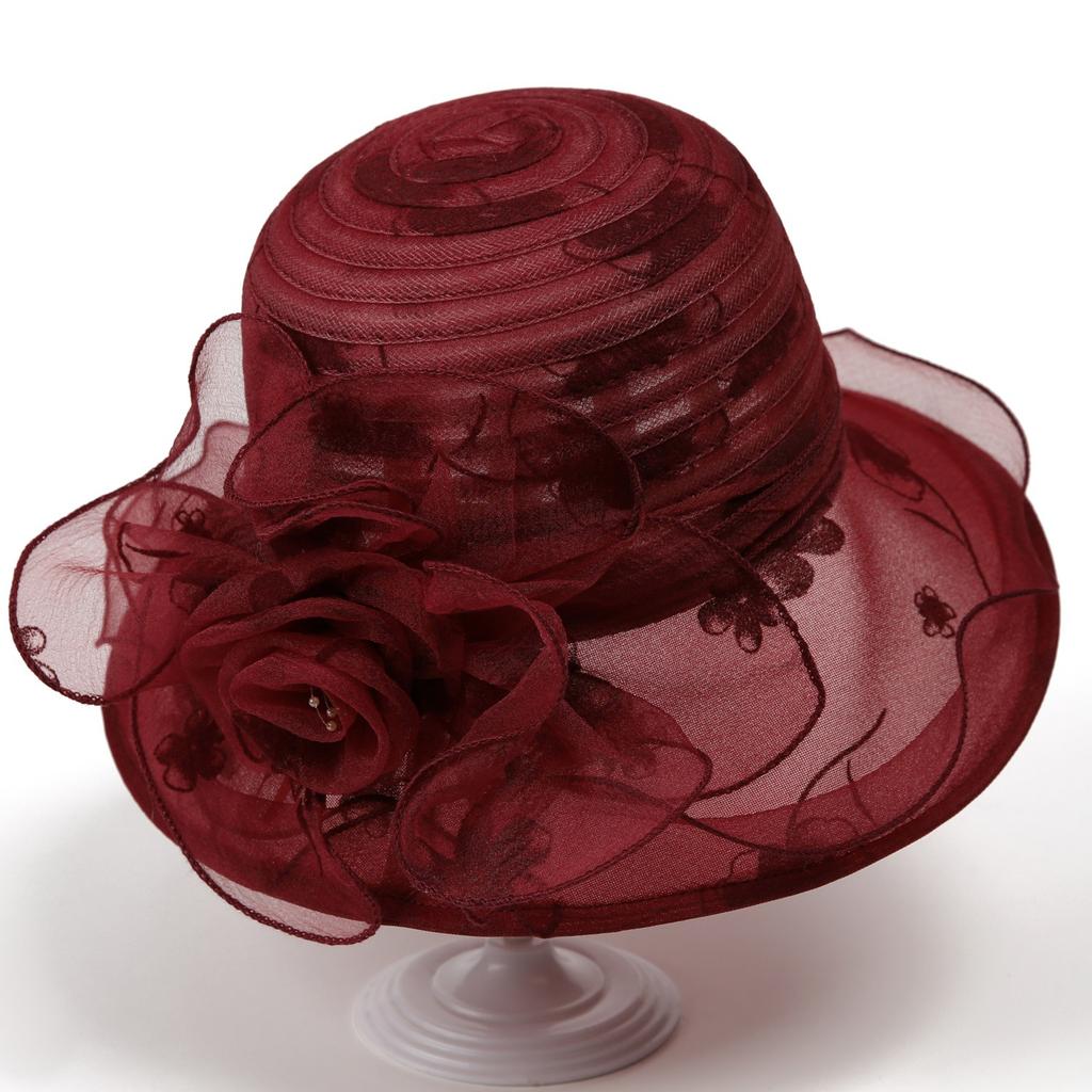 New organza sun hat children spring and summer versatile elegant retro flower bucket hat sun protection breathable cool hat