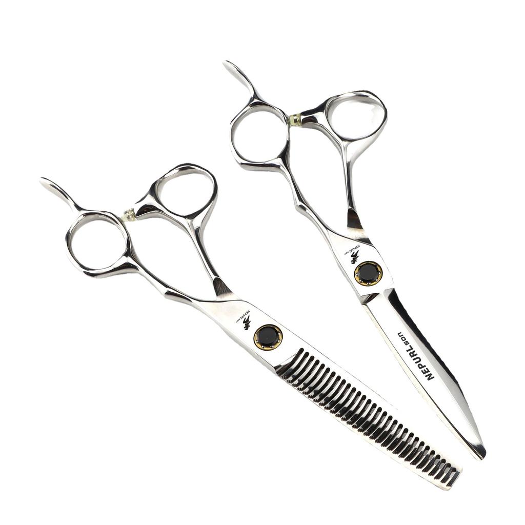 6.0 inch F13 JP440C high-grade black brick, hair scissors, hair scissors, flat scissors, bangs scissors, tooth scissors, hit