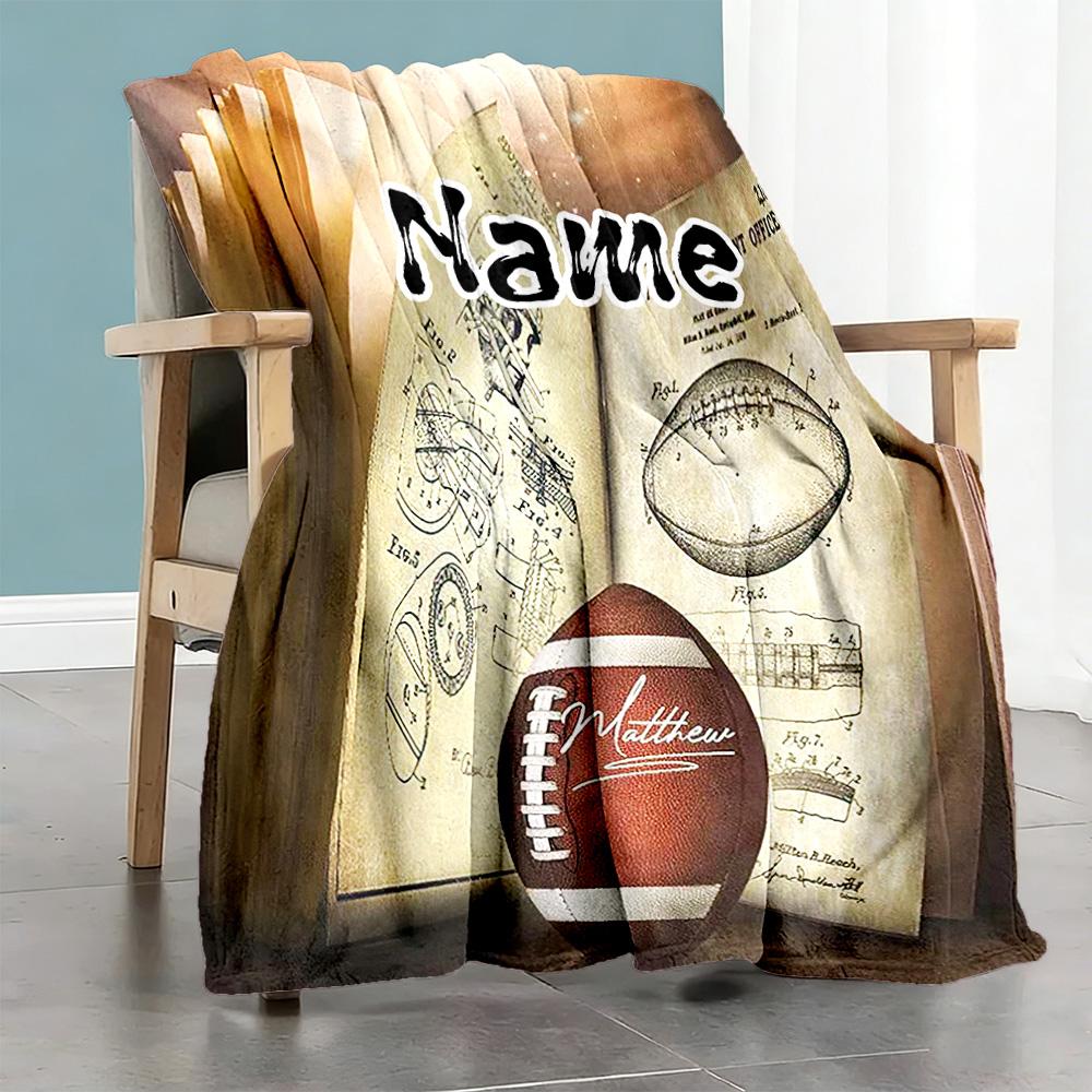 Football Book Customize Your Name Blanket Cozy Personalized Blanket Ultra-Soft Throw For Living Room Home Decor Nap Livingroom for All Occasions