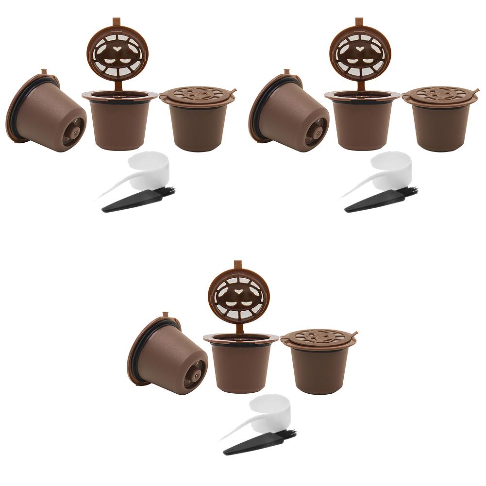 15-3PCS Refillable Capsules Filters for Nespresso Coffee Machine With Spoon Brush Reusable Coffee Filter Pods Coffee Tools