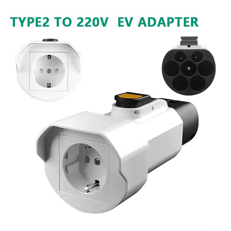 220V Typ 2 Stecker zu Schuko-Steckdose, EV Auto Zubehör Stecker für EV Ladegerät EV Stecker