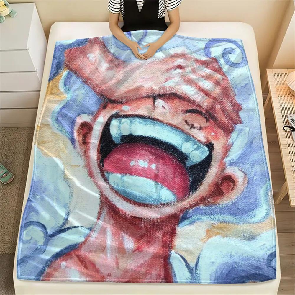 Luffy Holiday Travel Essential Printed Blanket, Flannel Blanket Ideal for Bedroom, Sofa, Bed and Picnic Party.-TING