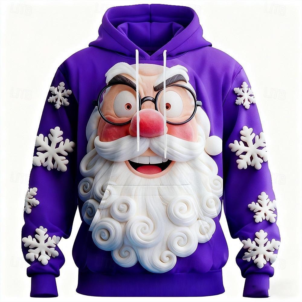 3D Funny Santa Clause Printed Men's Hoodies Loose Long Sleeve Hooded Sweatshirts Autumn Kids Christmas Festival Party Clothing