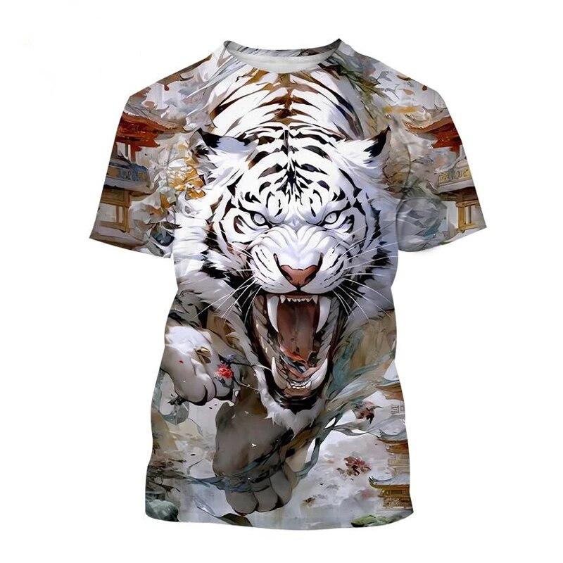 

Летние модные крутые футболки с рисунком животного и тигра для мужчин, индивидуальный тренд, повседневный уличный стиль, с круглым вырезом и коротким рукавом с принтом 6XL
