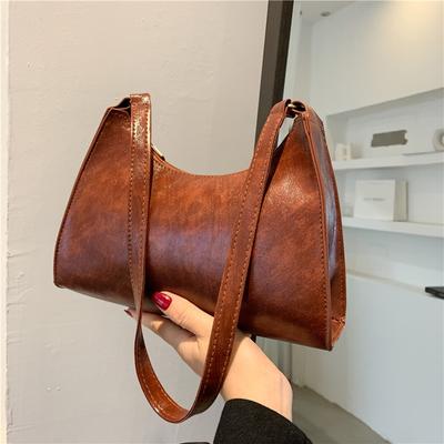 Retro Casual Women Shoulder Bag Tote Fashion Crossbody Bag Female Leather Solid Color Handbag Purse