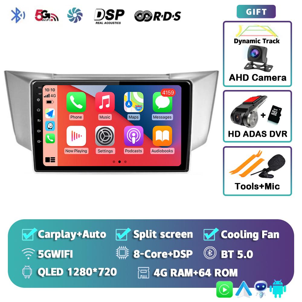 Android 14 Carplay Auto Car Radio For Lexus RX300 RX330 RX350 RX400H 2003-2014 Multimedia Video Player GPS Navigation Stereo DSP
