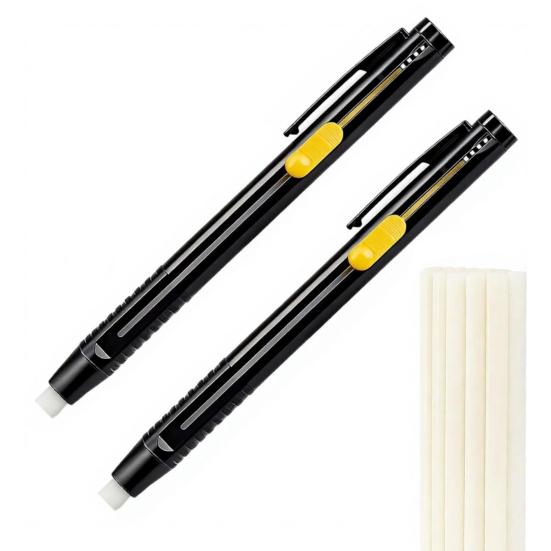 1 Set Heat Erasable Fabric Marker 2 Erasable Chalk Pens Sewing Chalk with 20 Refills for Sewing Quilting Embroidery DIY Crafts