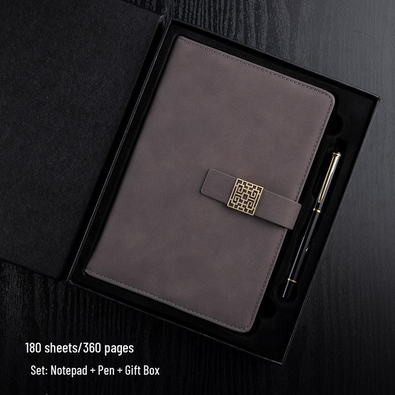 A5 PU Leather Buckle Notebook - Business Office Meeting Record Book (Custom Logo Available)