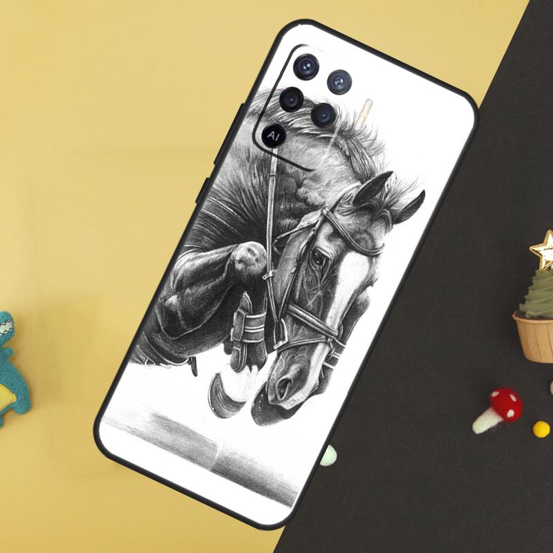 Horse Sketch Case For Oppo A5 Pro A6 A15 A16 A76 A96 A17 A57 A98 A58 A78 A18 A38 A54 A74 A94 A40 A60 A80