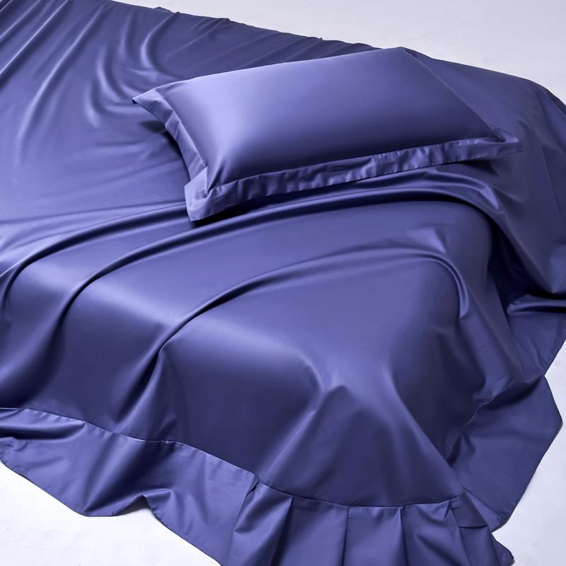 

Мягкий комплект постельного белья из 100% египетского хлопка, плотность 1000 нитей, комплект постельного белья из 4/6 предметов, роскошная шелковистая простыня на резинке и плоская наволочка US Twin 4pcs темно-синий