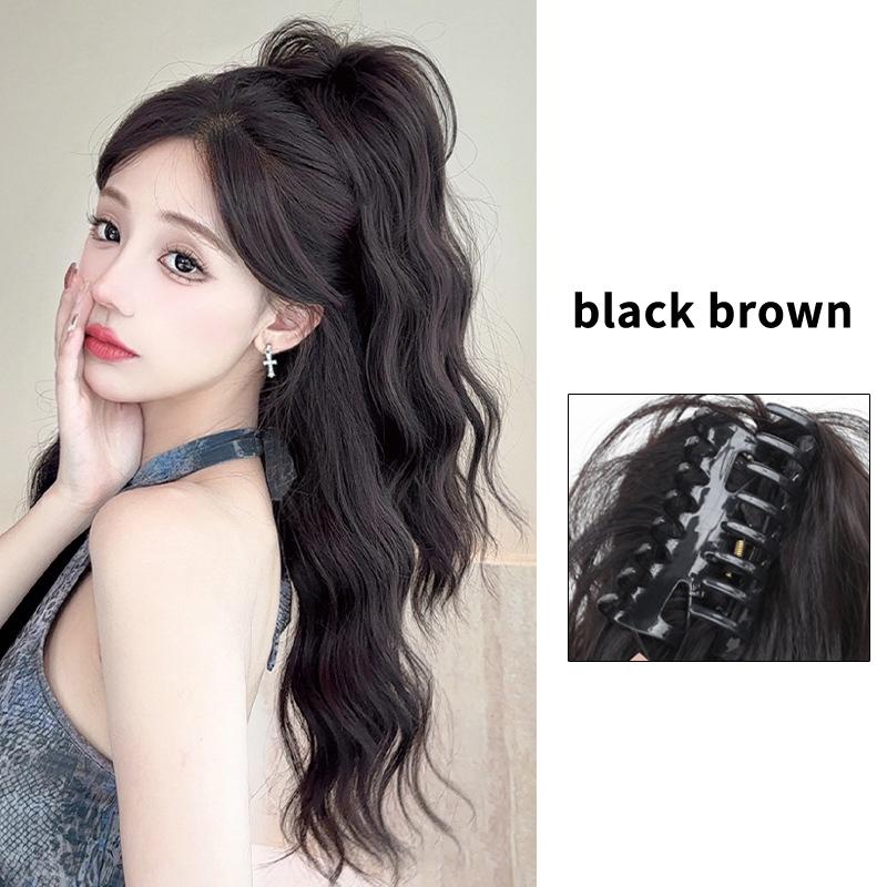 

Волнистый синтетический пучок для волос, небрежный пучок на заколке, накладной хвост, пушистый кудрявый парик-хвост, накладные волосы для женщин черный коричневый